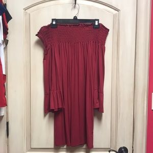 Off the shoulder red dress